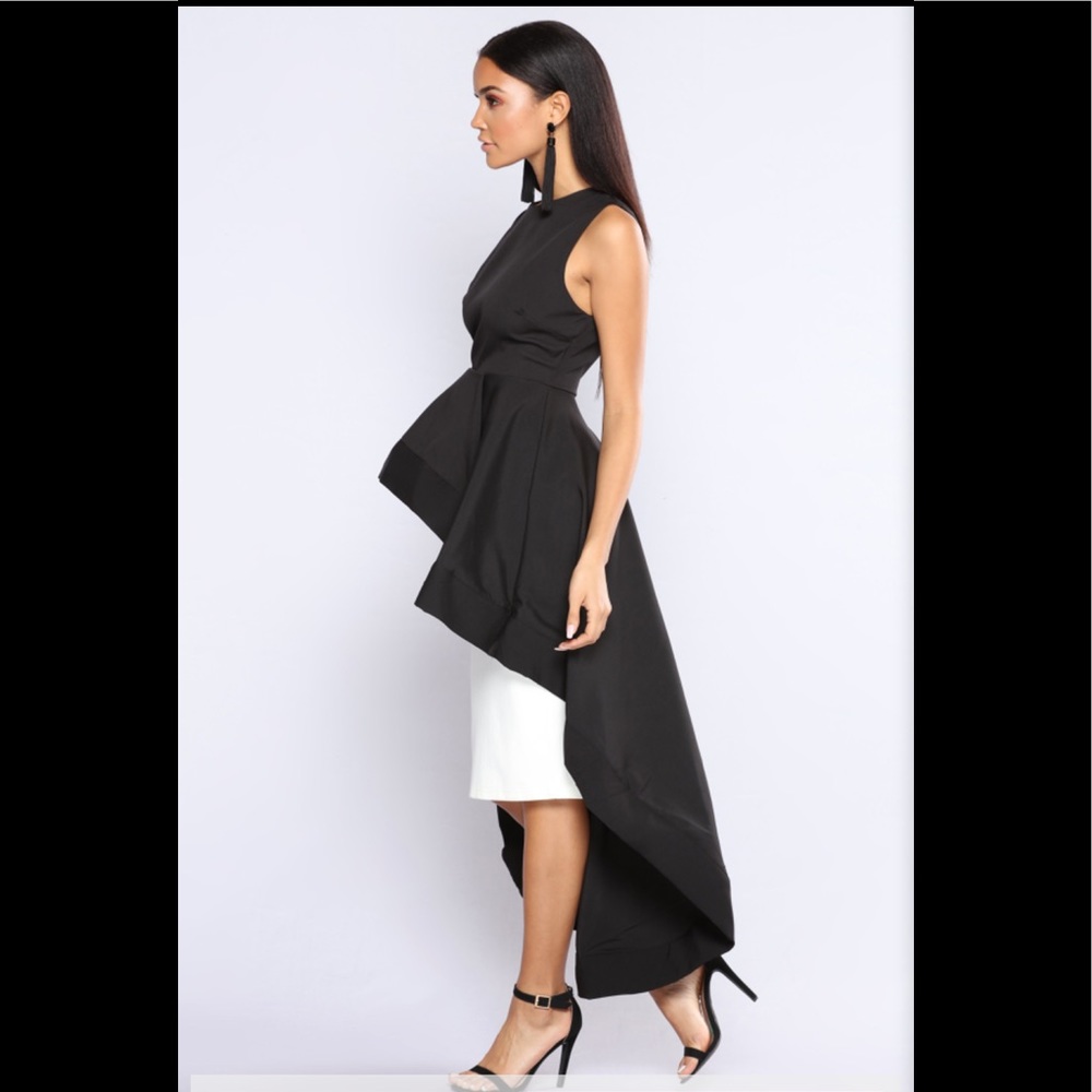 Fashion Nova Black High Low Ruffle Top